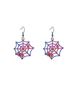 Halloween Jewelry Popular Cool and Funny Colorful Gradient Earrings - Spider Web
