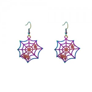 Halloween Jewelry Popular Cool and Funny Colorful Gradient Earrings - Spider Web