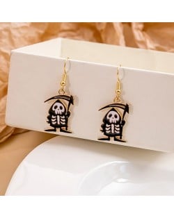 Halloween Jewelry Cute Funny Horror Cute Oil-spot Glaze Wholesale Earrings - Sickle Skull