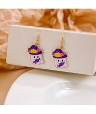 Halloween Jewelry Cute Funny Horror Cute Oil-spot Glaze Wholesale Earrings - Mushroom