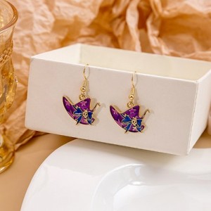 Halloween Jewelry Cute Funny Horror Cute Oil-spot Glaze Wholesale Earrings - Wizard Hat