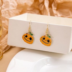 Halloween Jewelry Cute Funny Horror Cute Oil-spot Glaze Wholesale Earrings - Pumpkin