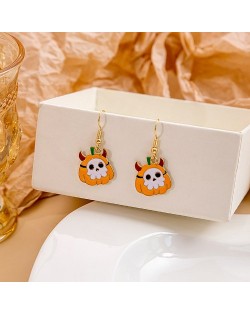 Halloween Jewelry Cute Funny Horror Cute Oil-spot Glaze Wholesale Earrings - Pumpkin Phantom