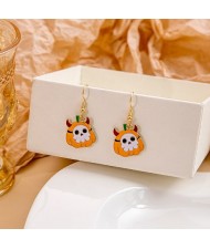 Halloween Jewelry Cute Funny Horror Cute Oil-spot Glaze Wholesale Earrings - Pumpkin Phantom