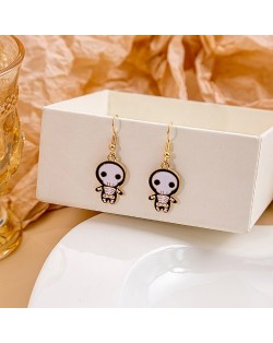 Halloween Jewelry Cute Funny Horror Cute Oil-spot Glaze Wholesale Earrings - White Skull