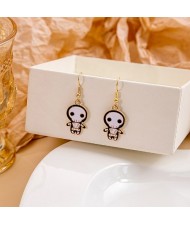 Halloween Jewelry Cute Funny Horror Cute Oil-spot Glaze Wholesale Earrings - White Skull