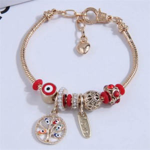 Evil Eye Beads and Tree Charms Wholesale Bracelet - Red