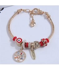 Evil Eye Beads and Tree Charms Wholesale Bracelet - Red
