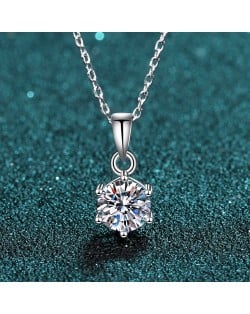 Classic Six-claw Design High Quality 1 Carat Moissanite Pendant 925 Sterling Silver Necklace