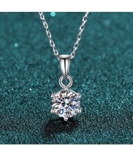 Classic Six-claw Design High Quality 1 Carat Moissanite Pendant 925 Sterling Silver Necklace