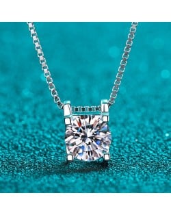 Fine Jewelry High Quality 1 Carat Moissanite Square Shape Pendant 925 Sterling Silver Necklace