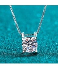 Fine Jewelry High Quality 1 Carat Moissanite Square Shape Pendant 925 Sterling Silver Necklace