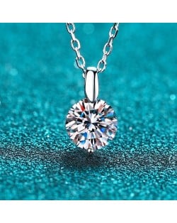 Fine Jewelry High Quality 1 Carat Moissanite Bling Round Pendant 925 Sterling Silver Necklace