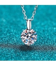 Fine Jewelry High Quality 1 Carat Moissanite Bling Round Pendant 925 Sterling Silver Necklace