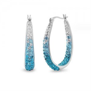 Waterdrop Inspired Elegant Alloy Hoop Wholesale Costume Earrings - Blue