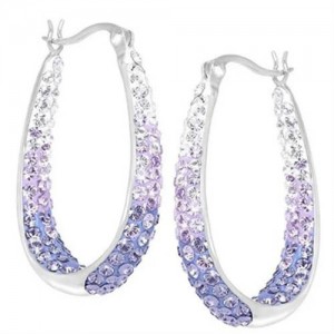 Waterdrop Inspired Elegant Alloy Hoop Wholesale Costume Earrings - Purple