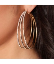 Bold Shining Fashion Triple Rings Big Metallic Hoops Wholesale Costume Earrings