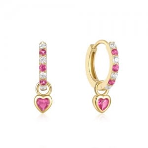 Simple Hoop Design Cubic Zirconia Heart Pendant Wholesale 925 Sterling Silver Earrings - Rose