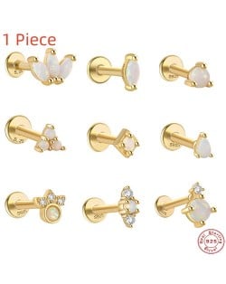 (1Piece) Multi-option Wholesale Fashion Ear Bone Nails S925 Opal Ear Stud - Golden