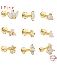 (1Piece) Multi-option Wholesale Fashion Ear Bone Nails S925 Opal Ear Stud - Golden