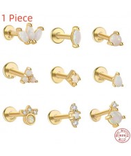 1 Piece 925 Sterling Silver Wholesale Fashion Ear Bone Nails Opal Ear Stud - Golden