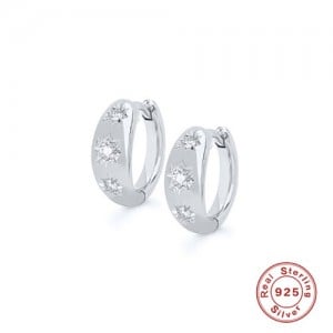 925 Sterling Silver Cubic Zirconia Bling Star Wholesale Hook Earrings - Silver