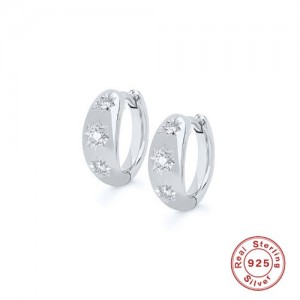 925 Sterling Silver Cubic Zirconia Bling Star Wholesale Hook Earrings - Silver