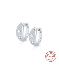 925 Sterling Silver Cubic Zirconia Bling Star Wholesale Hook Earrings - Silver