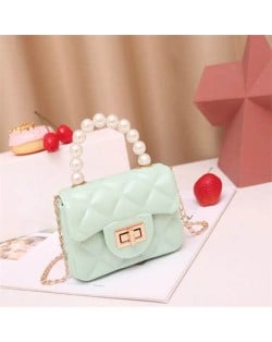 Mini Fashion Candy Color Pearl Handle Wholesale Women Handbag/ Shoulder Bag - Green