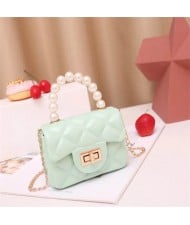 Mini Fashion Candy Color Pearl Handle Wholesale Women Handbag/ Shoulder Bag - Green