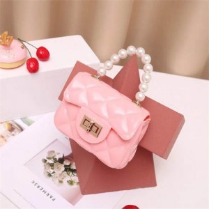 Mini Fashion Candy Color Pearl Handle Wholesale Women Handbag/ Shoulder Bag - Pink