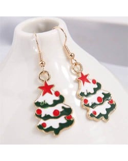 U.S. and European Fashion Snowy Christmas Tree Wholesale Earrings