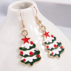 U.S. and European Fashion Snowy Christmas Tree Wholesale Earrings