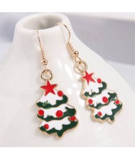 U.S. and European Fashion Snowy Christmas Tree Wholesale Earrings