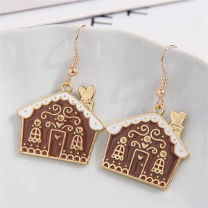 Christmas Fashion Cute House Design Wholesale Gift Earrings