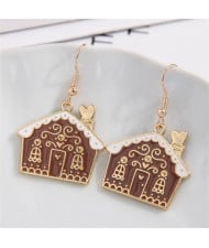 Christmas Fashion Cute House Design Wholesale Gift Earrings