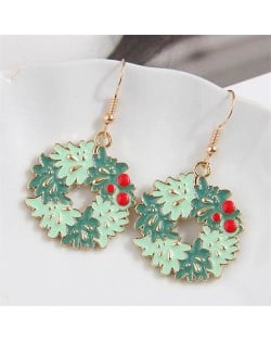 Christmas Fashion Wreath Design Wholesale Gift Earrings