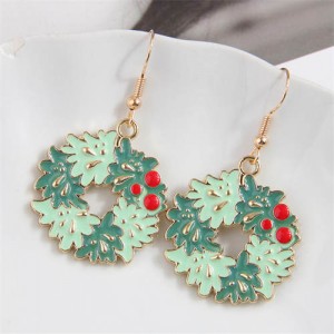 Christmas Fashion Wreath Design Wholesale Gift Earrings