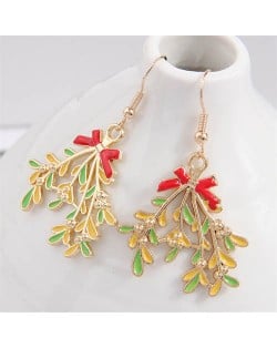 Christmas Fashion Twigs Wholesale Gift Oil-spot Glazed Earrings