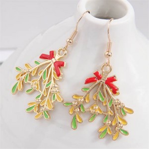 Christmas Fashion Twigs Wholesale Gift Oil-spot Glazed Earrings