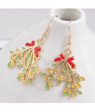 Christmas Fashion Twigs Wholesale Gift Oil-spot Glazed Earrings