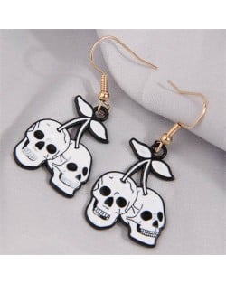 Halloween Fashion White Skulls Unique Wholesale Oil-spot Glazed Earrings