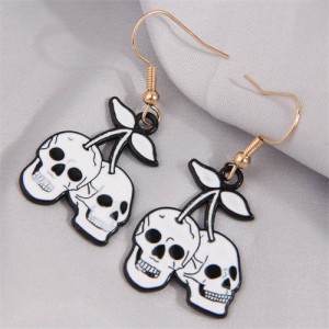 Halloween Fashion White Skulls Unique Wholesale Oil-spot Glazed Earrings