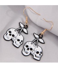 Halloween Fashion White Skulls Unique Wholesale Oil-spot Glazed Earrings