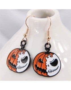 Halloween Fashion Skull Design Pumpkin Wholesale Oil-spot Glazed Earrings