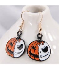 Halloween Fashion Skull Design Pumpkin Wholesale Oil-spot Glazed Earrings