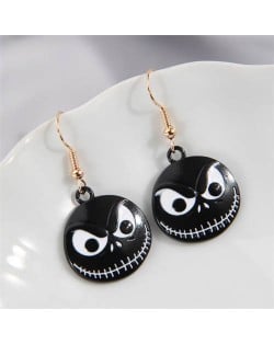 Halloween Style Black Skull Design Wholesale Oil-spot Glazed Earrings