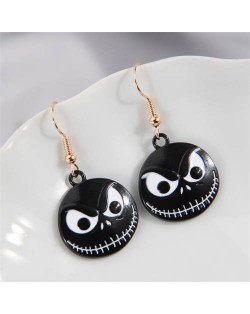 Halloween Style Black Skull Design Wholesale Oil-spot Glazed Earrings