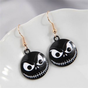 Halloween Style Black Skull Design Wholesale Oil-spot Glazed Earrings