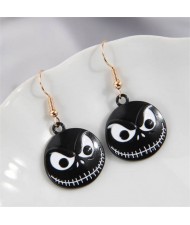 Halloween Style Black Skull Design Wholesale Oil-spot Glazed Earrings